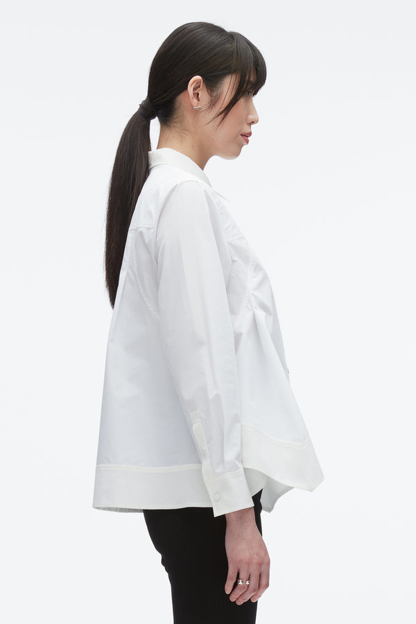 3.1 Phillip Lim Flounce Hem Poplin Shirt WHITE