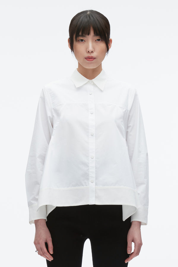 3.1 Phillip Lim Flounce Hem Poplin Shirt WHITE
