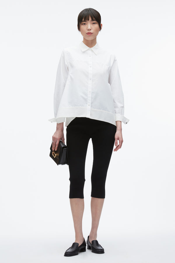 3.1 phillip lim Flounce Hem Poplin Shirt WHITE