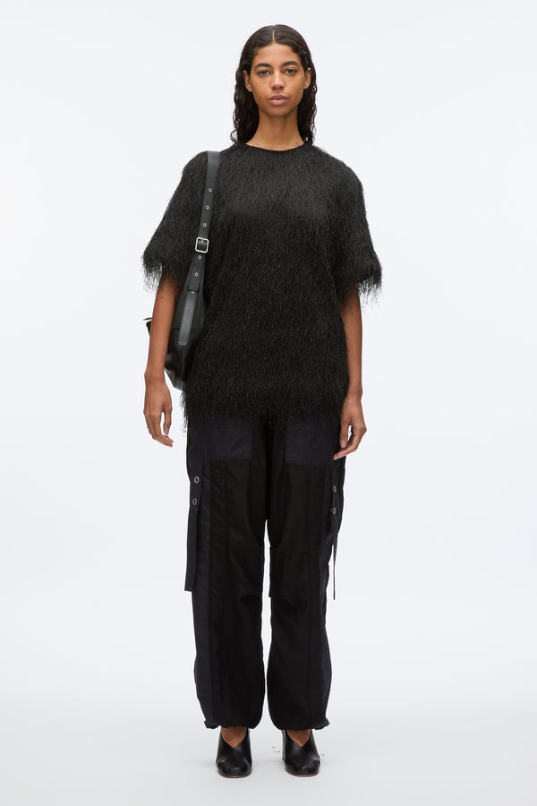 3.1 phillip lim Fringe Boxy Tee BLACK