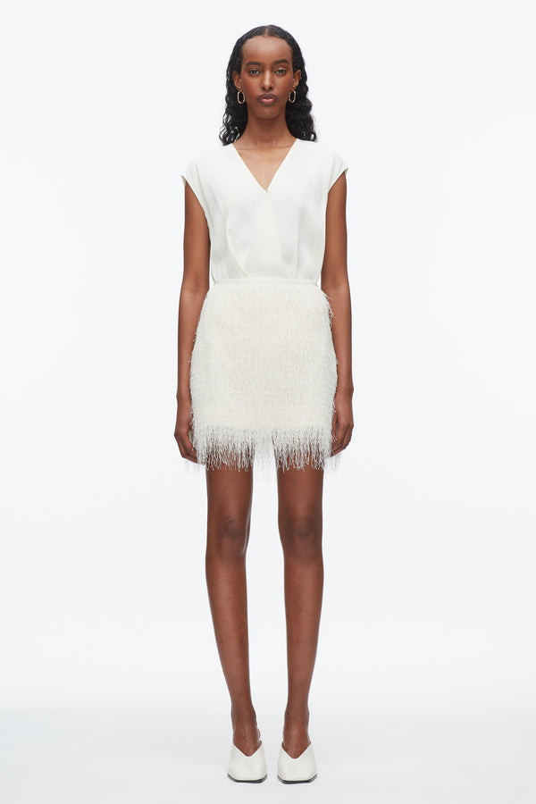 3.1 Phillip Lim Fringe Mini Slip Skirt IVORY
