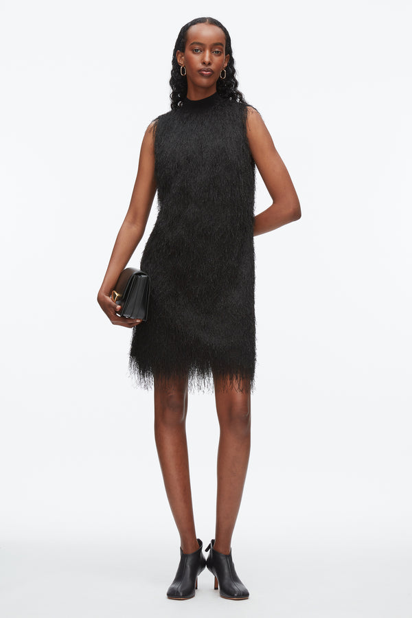 3.1 phillip lim Fringe Mock Neck Shift Dress BLACK