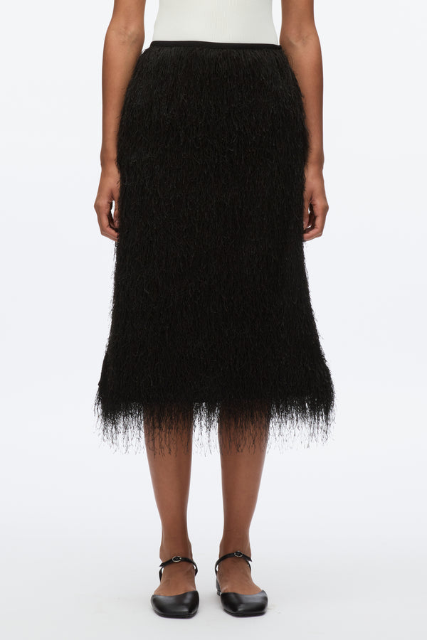 3.1 Phillip Lim Fringe Slip Skirt BLACK