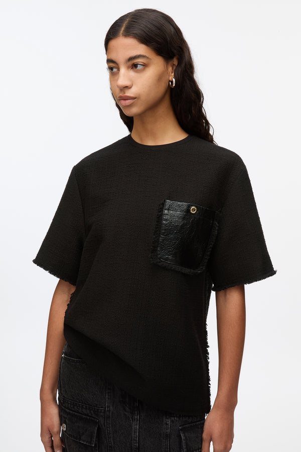 3.1 Phillip Lim Fringe Tweed Tee BLACK