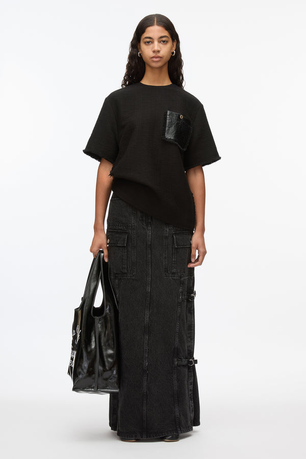 3.1 phillip lim Fringe Tweed Tee BLACK