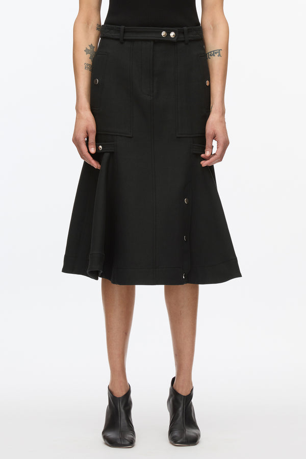 3.1 Phillip Lim Godet Utility Skirt BLACK