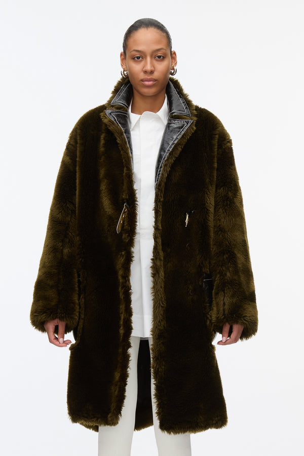 3.1 Phillip Lim Heritage Faux Fur Coat PINE