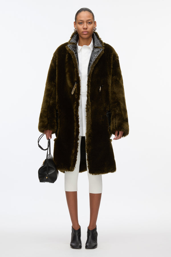 3.1 phillip lim Heritage Faux Fur Coat PINE
