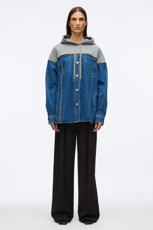 3.1 Phillip Lim Hybrid Denim Hoodie VINTAGE BLUE