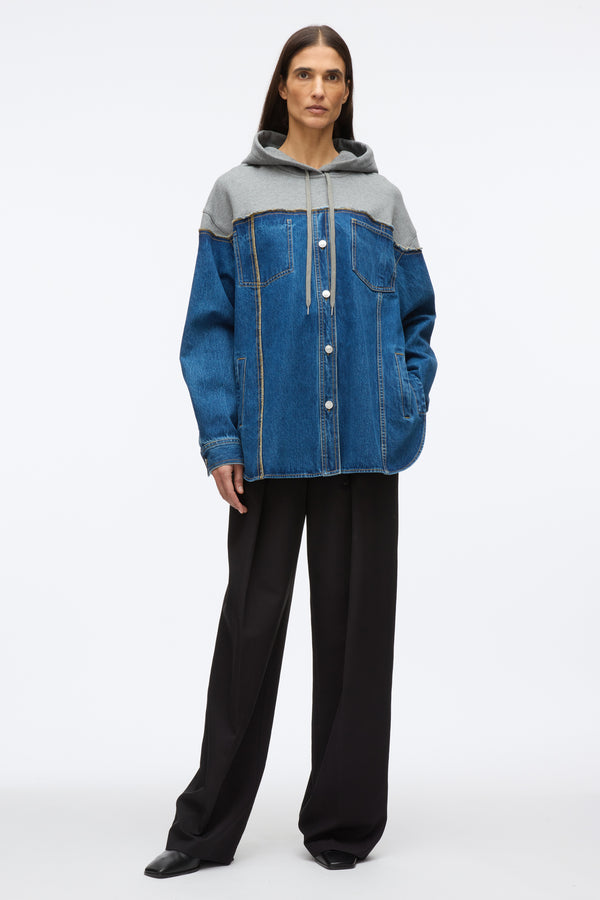 3.1 phillip lim Hybrid Denim Hoodie VINTAGE BLUE