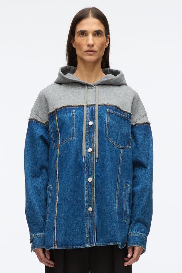 3.1 Phillip Lim Hybrid Denim Hoodie VINTAGE BLUE