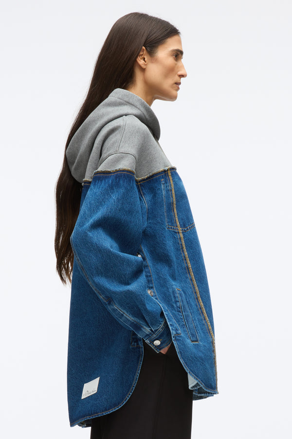 3.1 Phillip Lim Hybrid Denim Hoodie VINTAGE BLUE