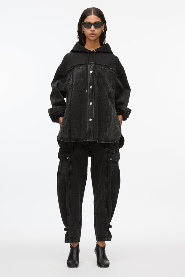3.1 phillip lim Hybrid Denim Hoodie WASHED BLK
