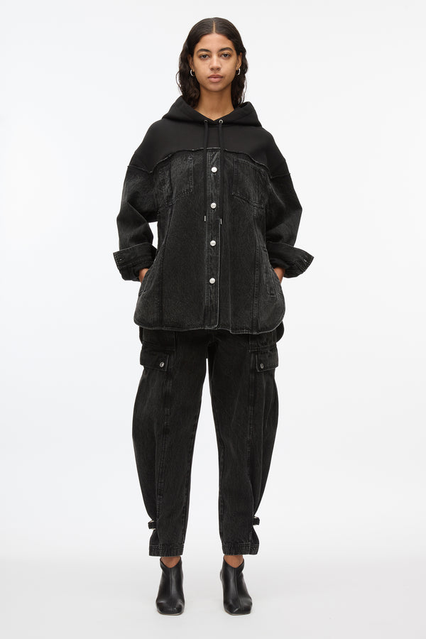 3.1 Phillip Lim Hybrid Denim Hoodie WASHED BLK