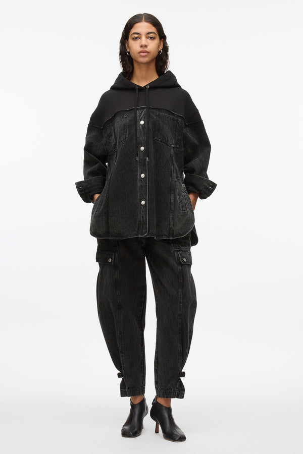 3.1 Phillip Lim Hybrid Denim Hoodie WASHED BLK