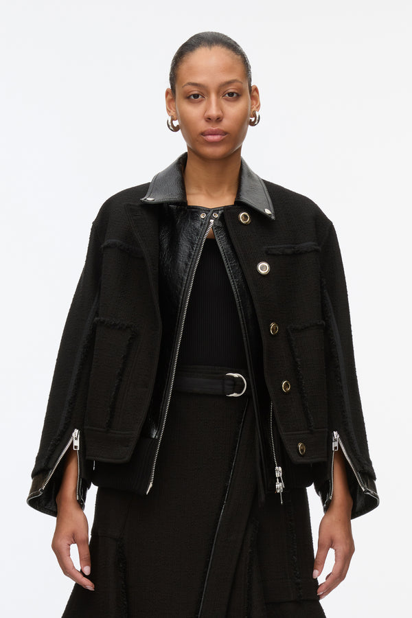 3.1 Phillip Lim Hybrid Tweed Moto Jacket BLACK