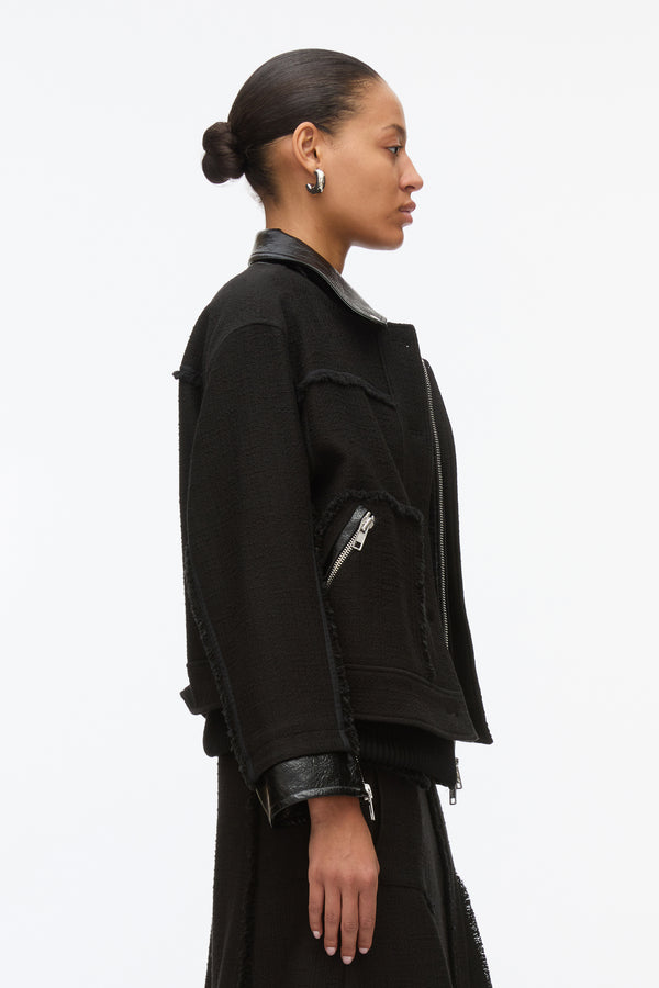 3.1 Phillip Lim Hybrid Tweed Moto Jacket BLACK