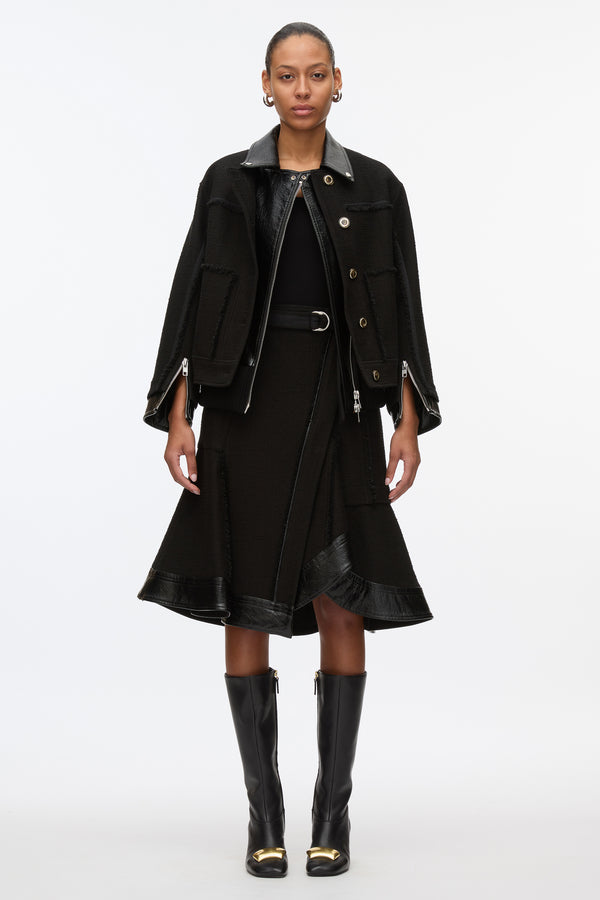 3.1 phillip lim Hybrid Tweed Moto Jacket BLACK