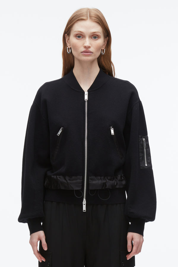 3.1 Phillip Lim Knit Layered Bomber Jacket BLACK