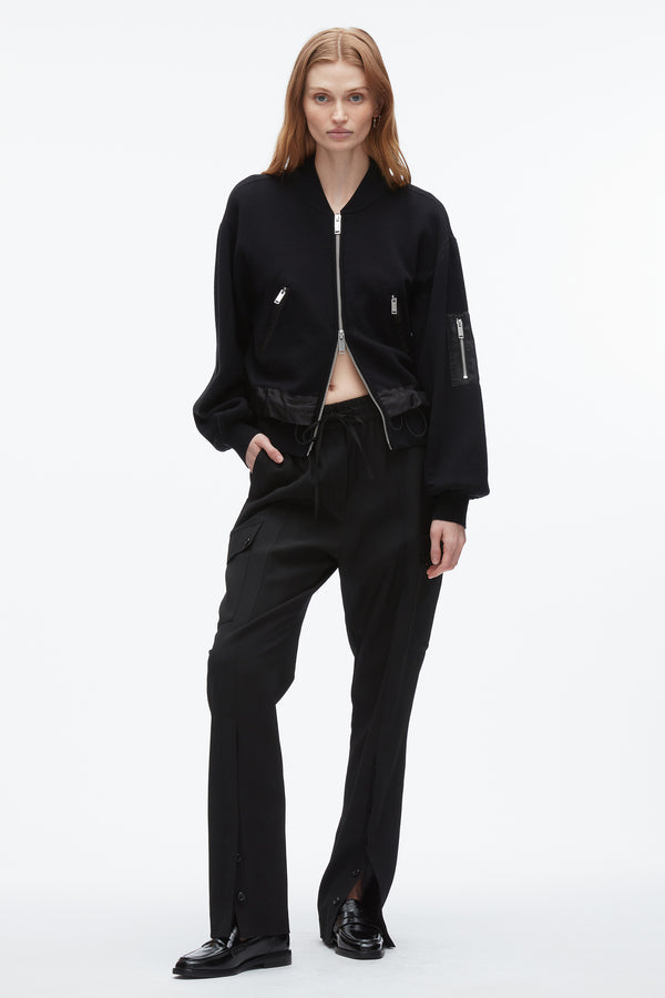 3.1 Phillip Lim Knit Layered Bomber Jacket BLACK