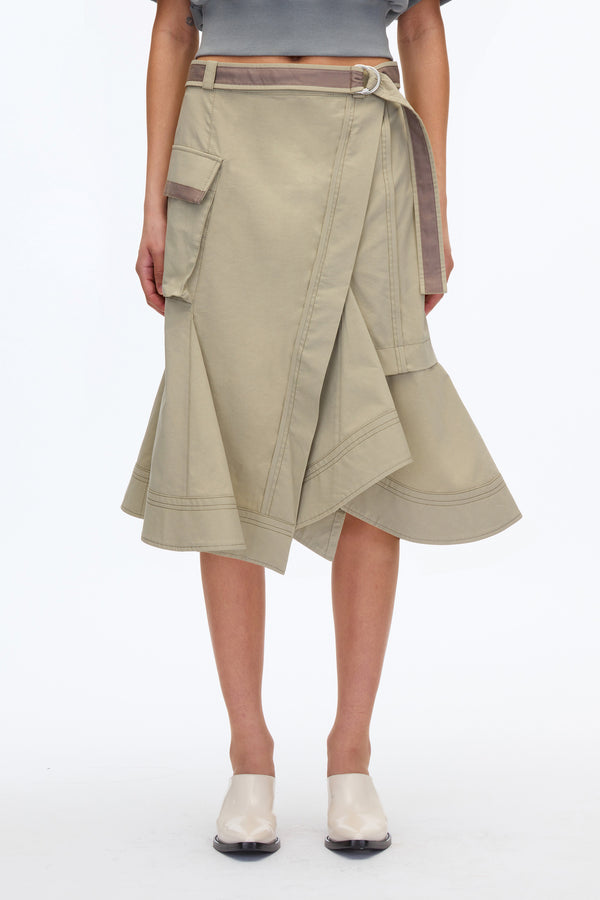 3.1 Phillip Lim Layered Flounce Cargo Skirt FOG