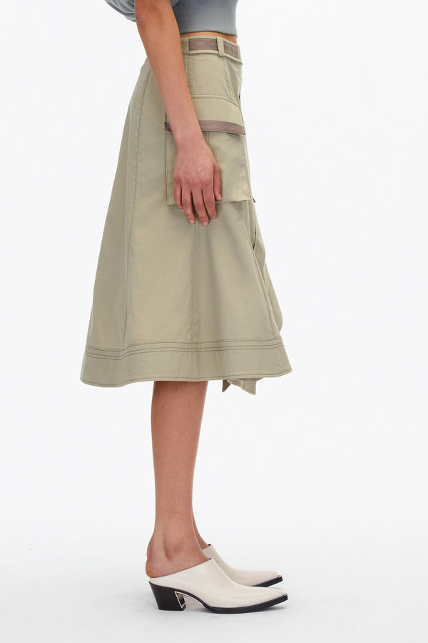 3.1 Phillip Lim Layered Flounce Cargo Skirt FOG