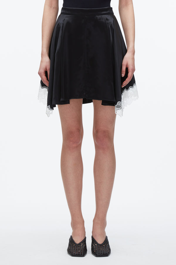 3.1 Phillip Lim Liquid Satin Mini Skirt BLK-IVORY