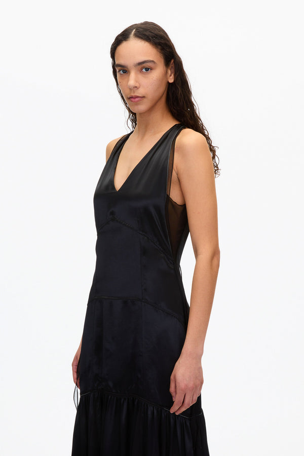 3.1 Phillip Lim Liquid Satin Tiered Gown BLACK