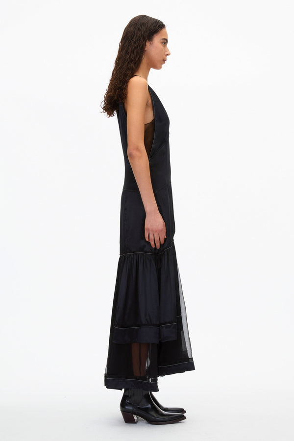 3.1 Phillip Lim Liquid Satin Tiered Gown BLACK