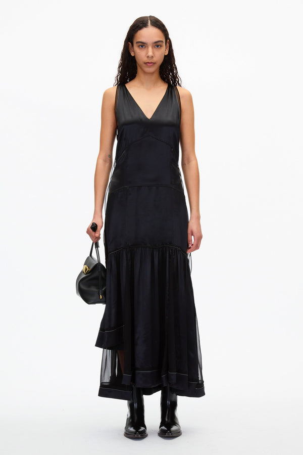 3.1 phillip lim Liquid Satin Tiered Gown BLACK