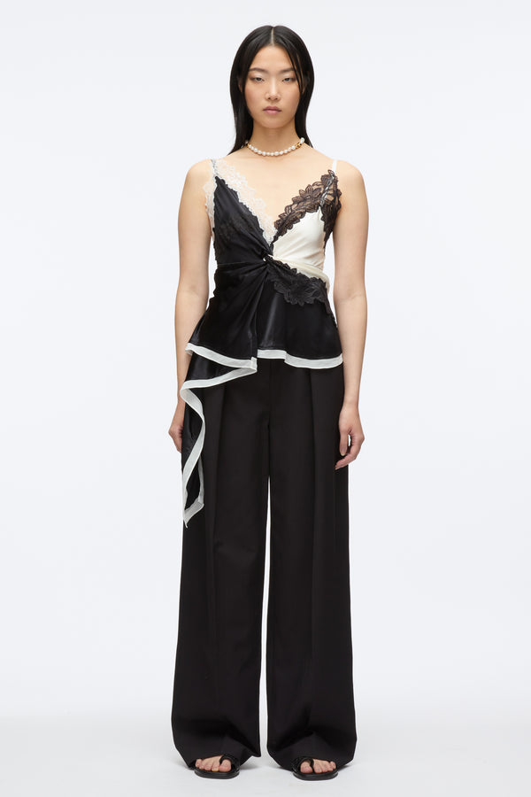 3.1 Phillip Lim Liquid Satin Twist Cami BLK-IVORY