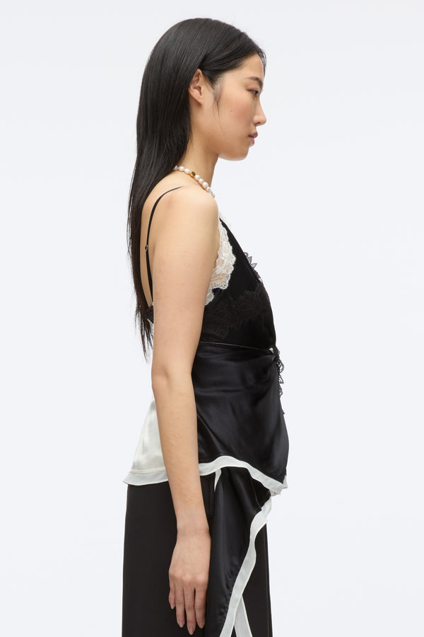 3.1 Phillip Lim Liquid Satin Twist Cami BLK-IVORY