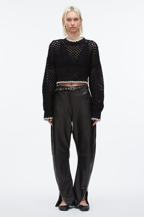 3.1 Phillip Lim Open Work Cropped Sweater BLACK