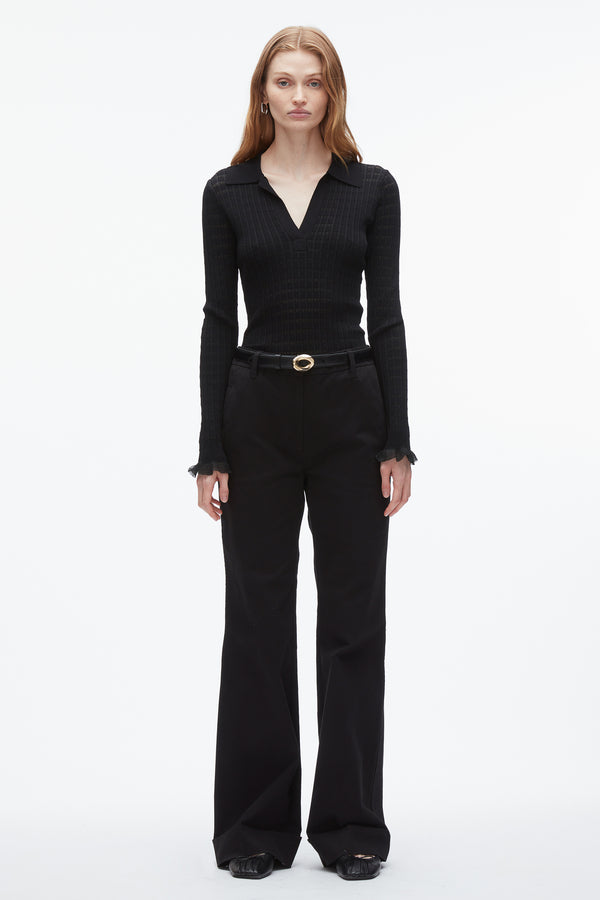 3.1 phillip lim Shadow Stripe Pullover Polo BLACK