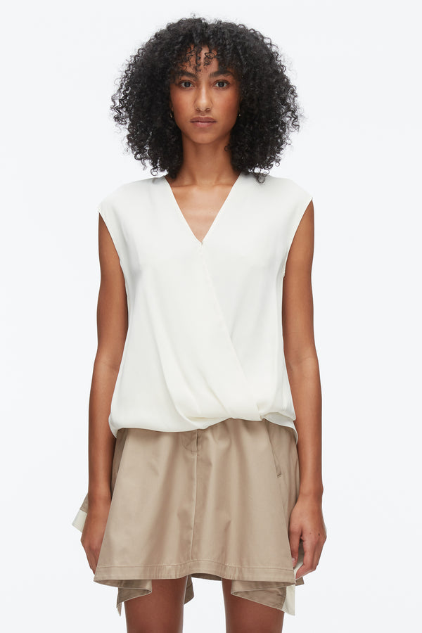 3.1 Phillip Lim Soft Drape Sleeveless Blouse IVORY