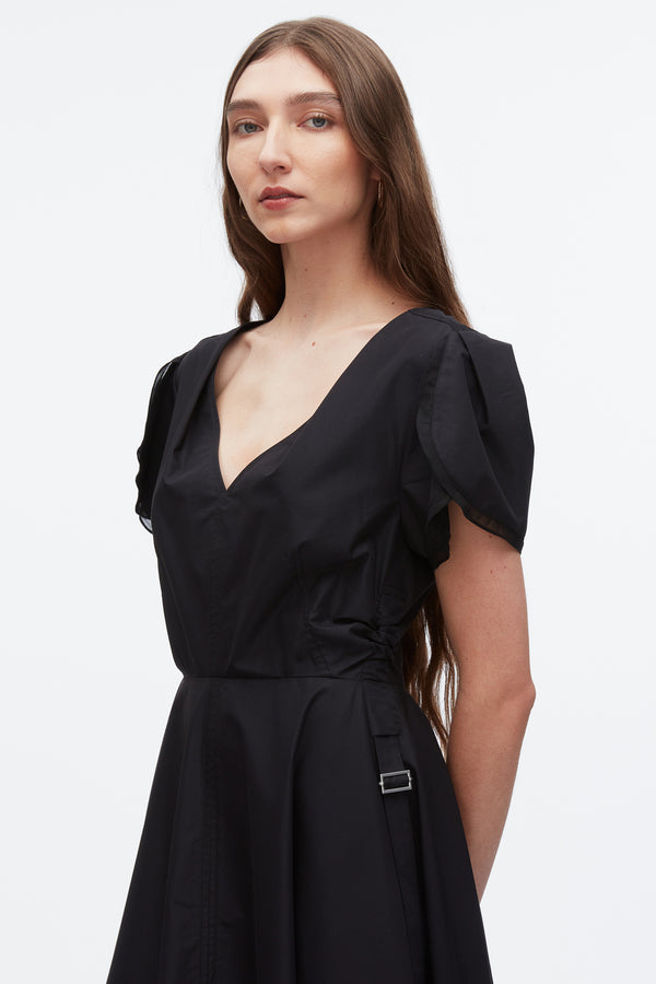 3.1 Phillip Lim Tulip Sleeve V-Neck Dress BLACK