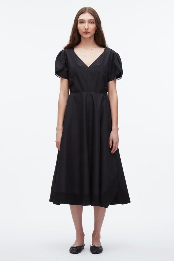 3.1 phillip lim Tulip Sleeve V-Neck Dress BLACK