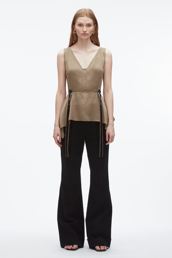 3.1 Phillip Lim V-Neck Flounce Tank OLIVE
