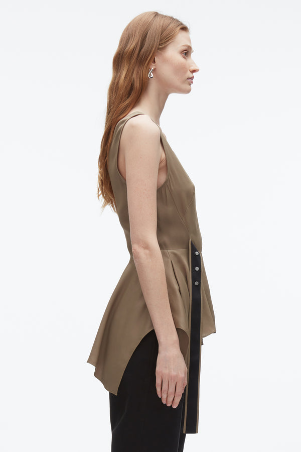 3.1 Phillip Lim V-Neck Flounce Tank OLIVE