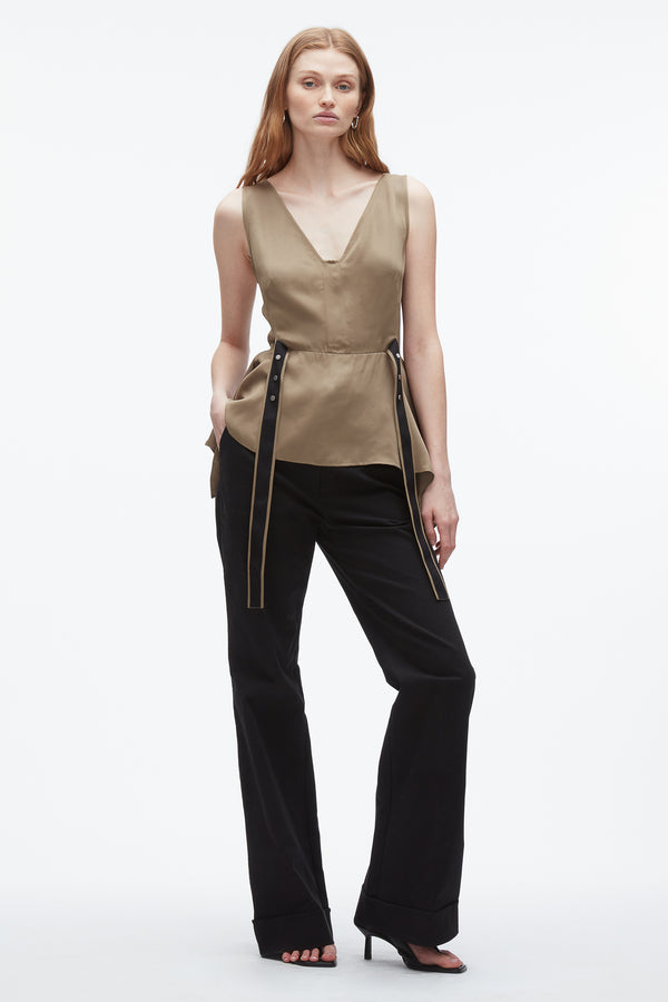 3.1 phillip lim V-Neck Flounce Tank OLIVE
