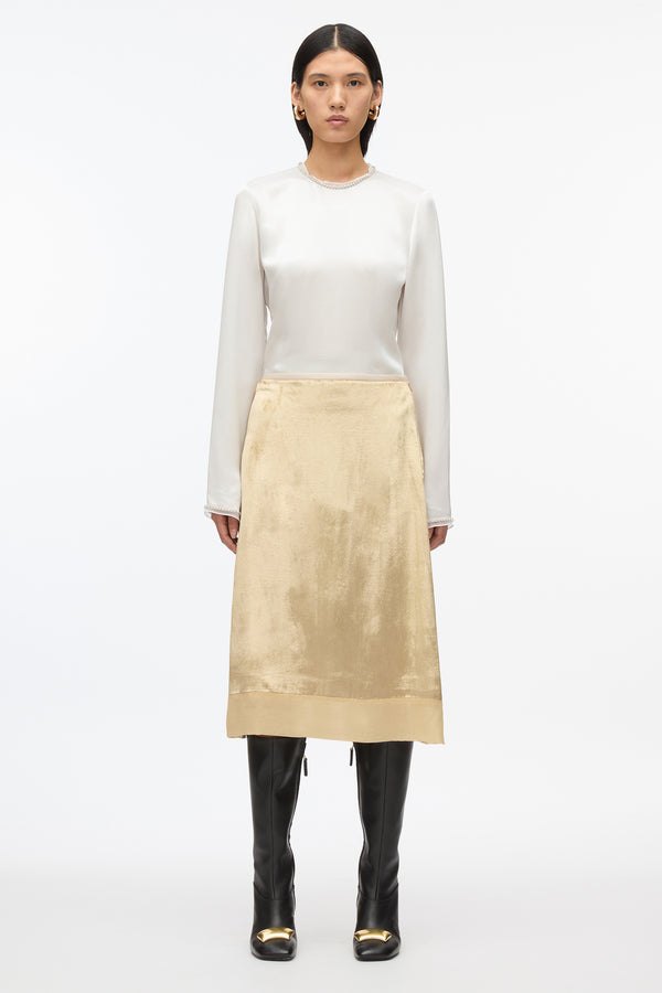 3.1 phillip lim Velvet Slip Skirt LIGHT GOLD