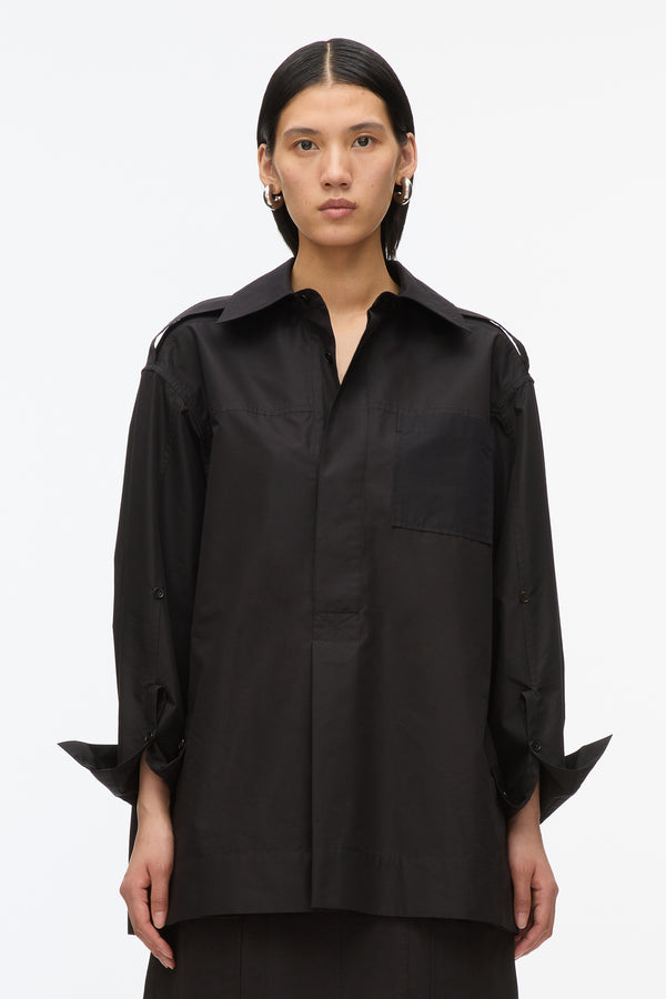 3.1 Phillip Lim White Oversize Popover Shirt BLACK