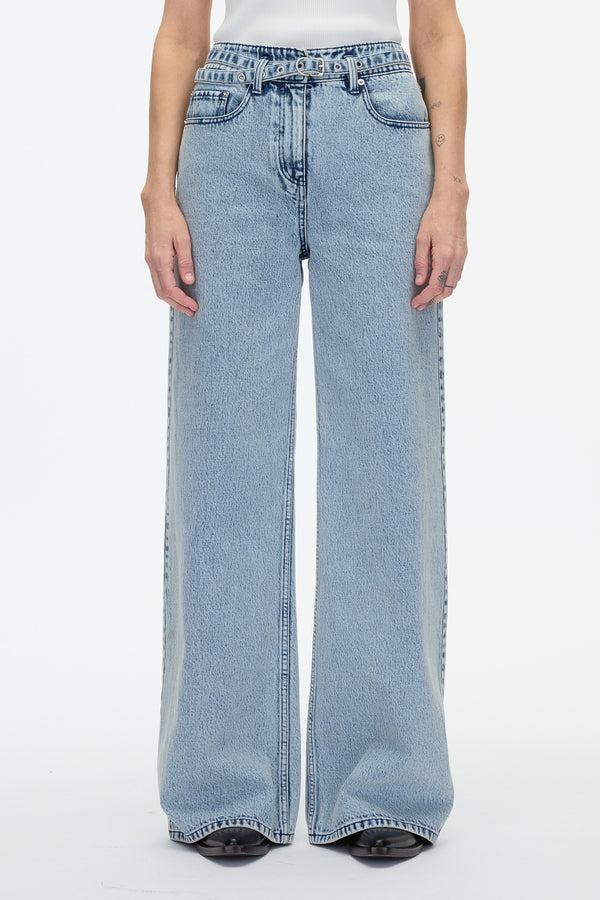3.1 Phillip Lim Wide Leg Belted Jean MALIBU BLUE