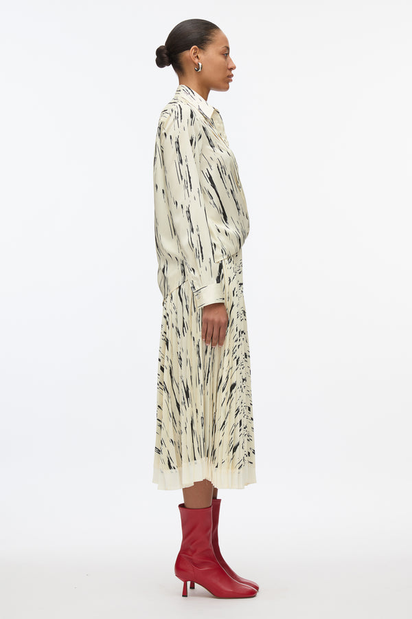 3.1 Phillip Lim Abstract Wood Grain Crossover Draped Blouse IVORY MULTI