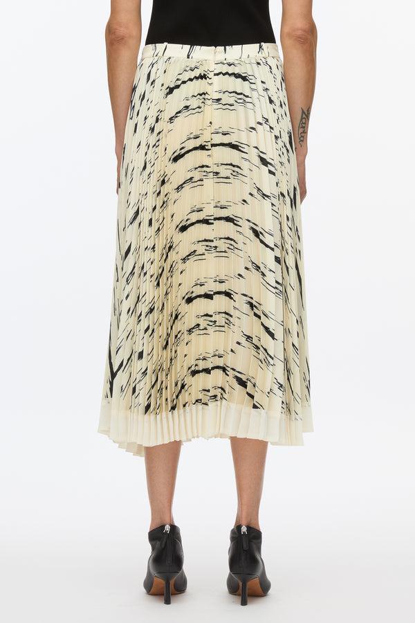 3.1 Phillip Lim Abstract Wood Grain Pleated Skirt ESPRESSO MULTI