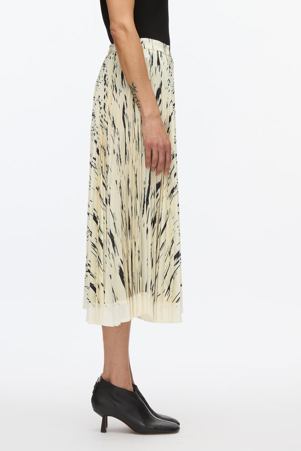 3.1 Phillip Lim Abstract Wood Grain Pleated Skirt ESPRESSO MULTI