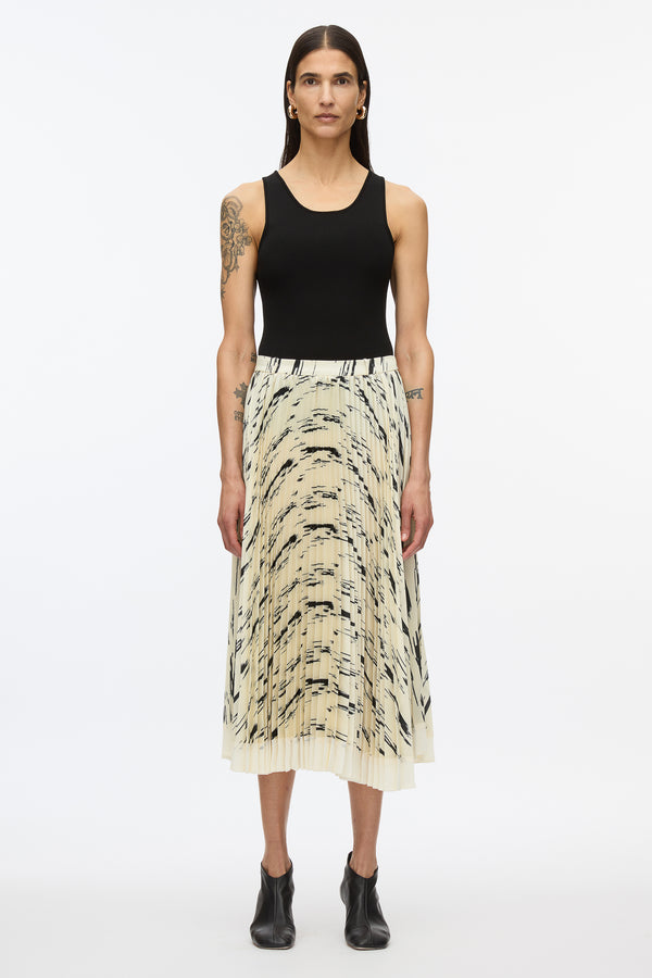 3.1 phillip lim Abstract Wood Grain Pleated Skirt ESPRESSO MULTI