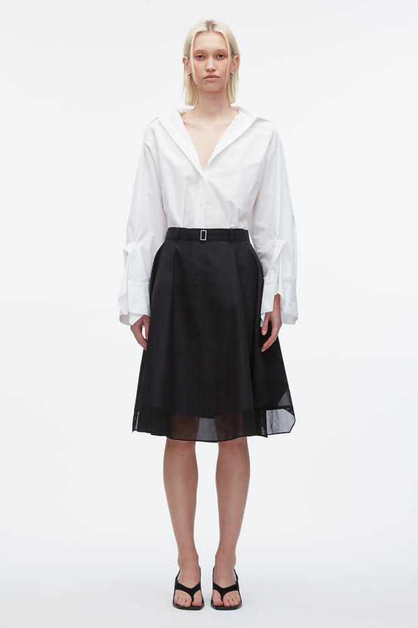 3.1 Phillip Lim Belted Flounce Skirt With Chiffon Combo BLACK