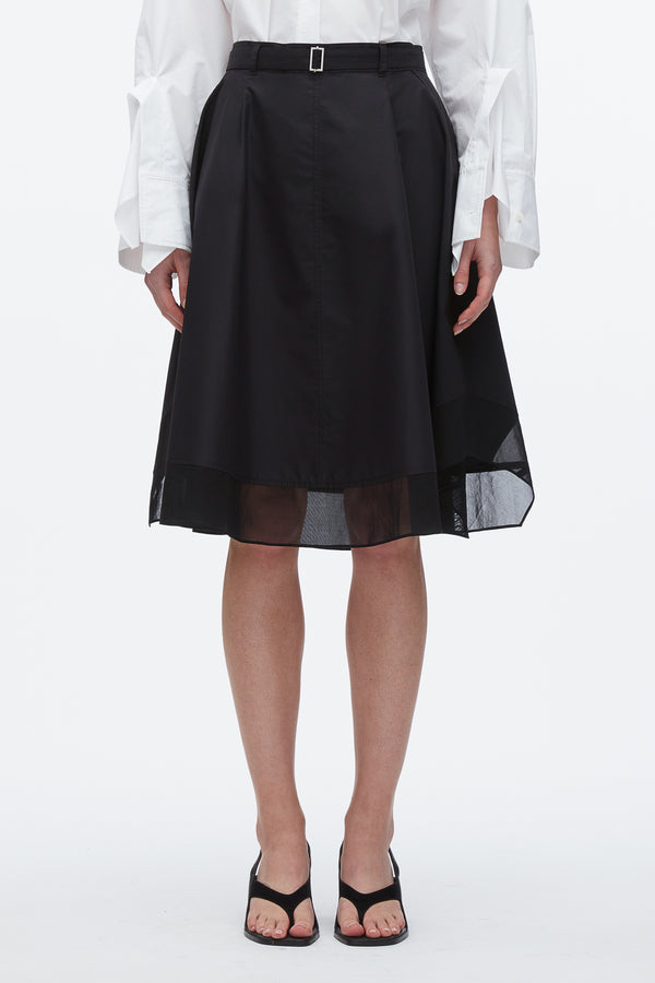3.1 Phillip Lim Belted Flounce Skirt With Chiffon Combo BLACK