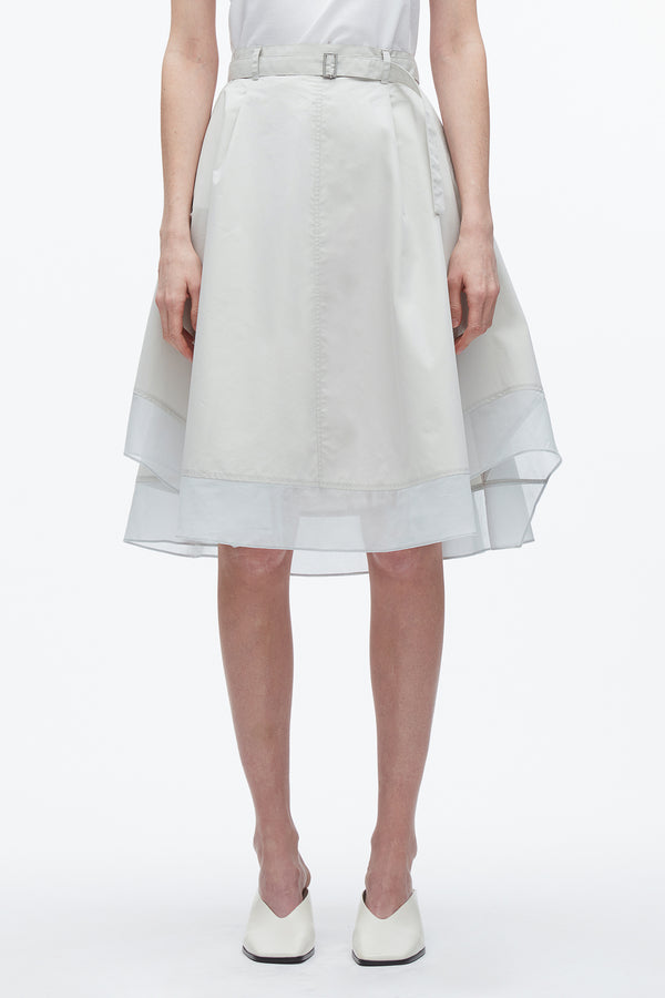 3.1 Phillip Lim Belted Flounce Skirt With Chiffon Combo GLACIER